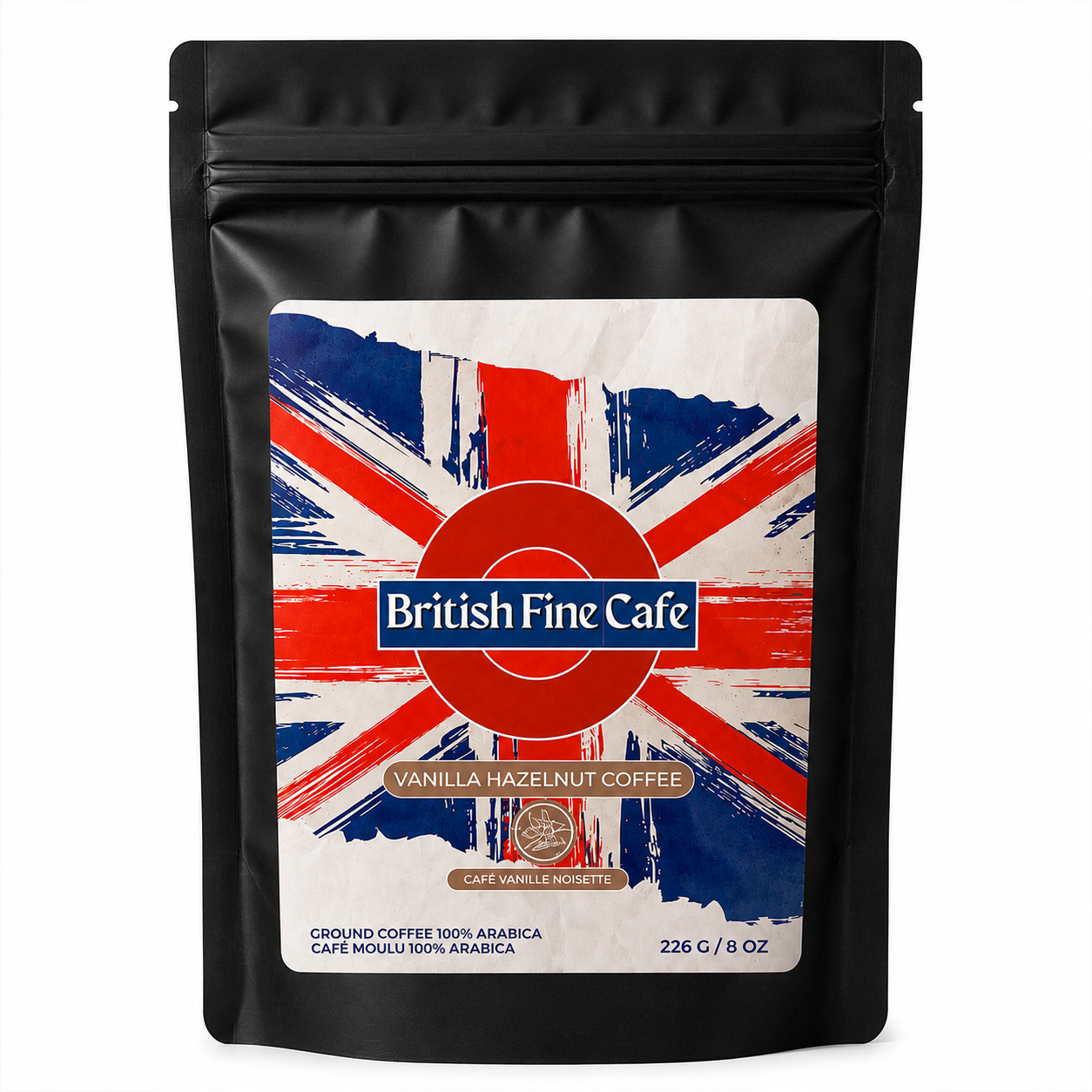 British Fine Café Vanilla Hazelnut Ground Coffee 226g