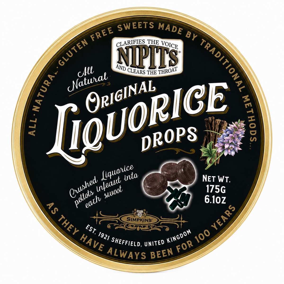 Simpkins Nipits Blackcurrant & Liquorice Drops 175g