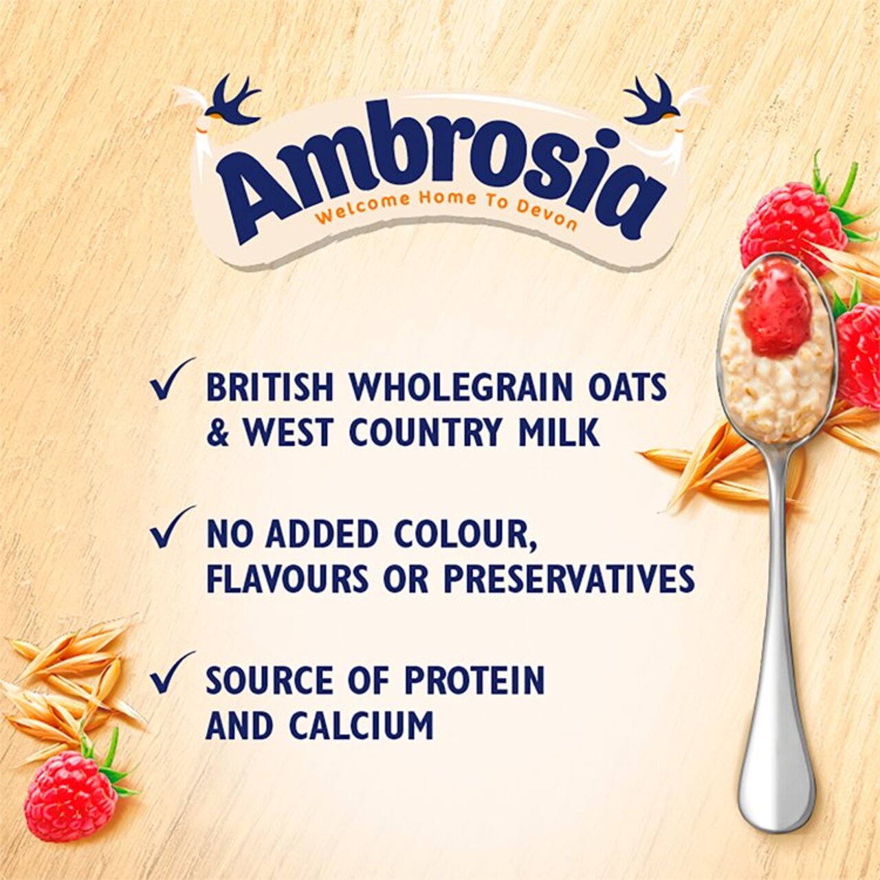 Ambrosia Ready To Eat Porridge with Raspberry Layer 210g