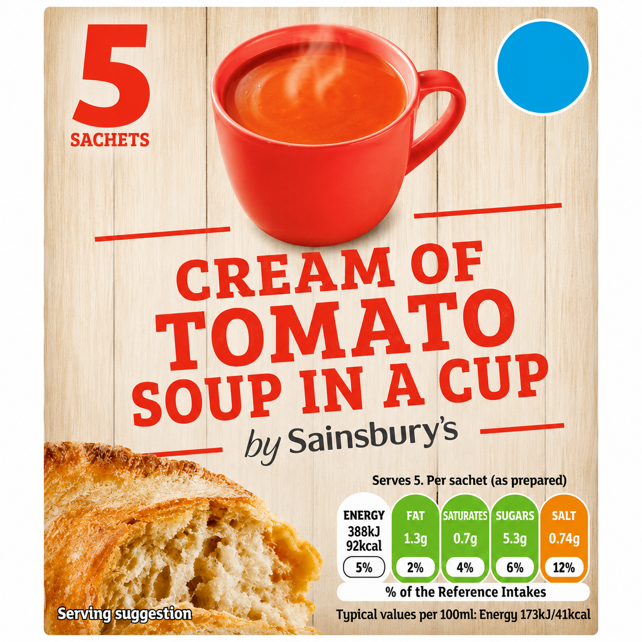Sainsbury's Cream of Tomato Soup 5 Pack 120g