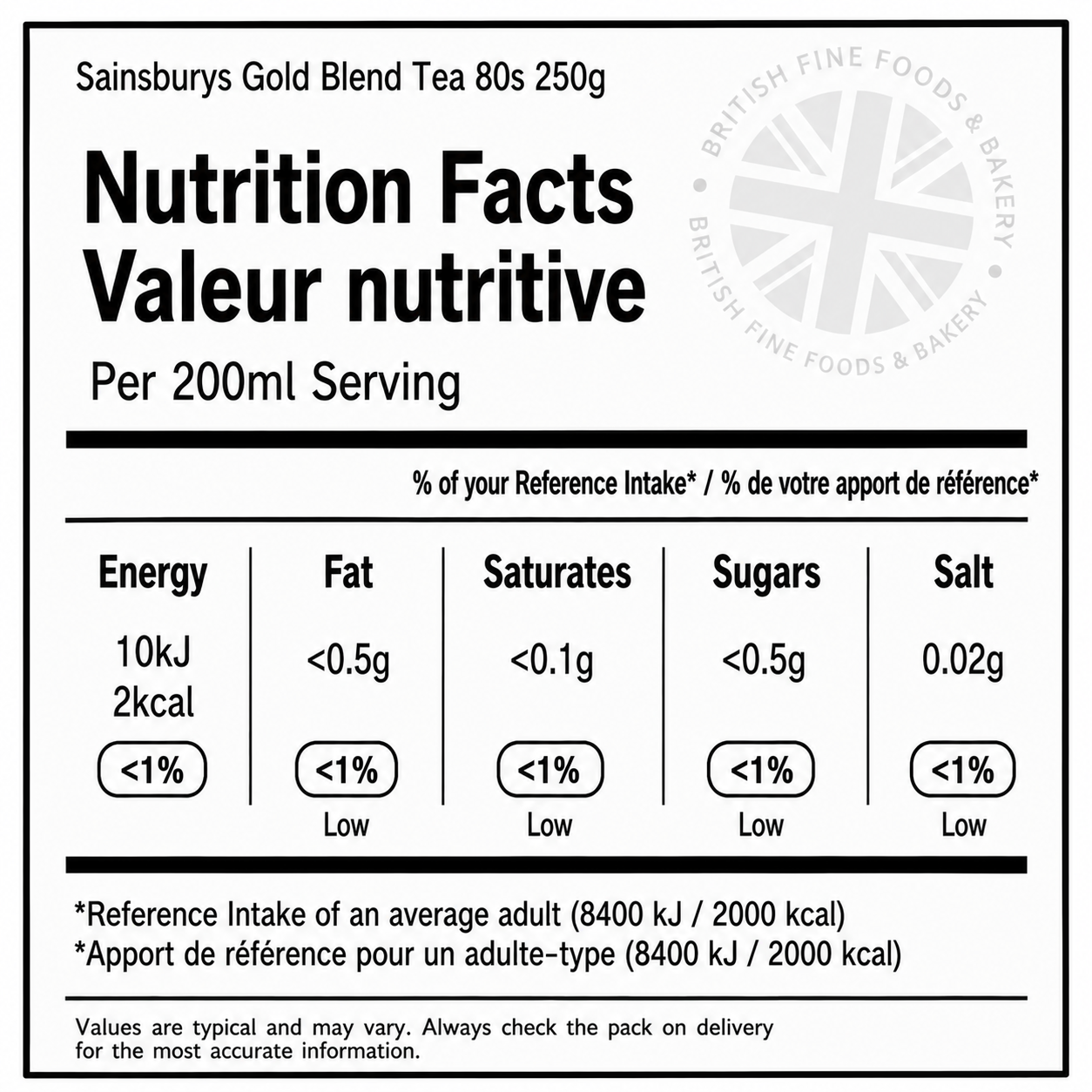 Sainsbury's Gold Label Fairtrade Tea 80's 250g