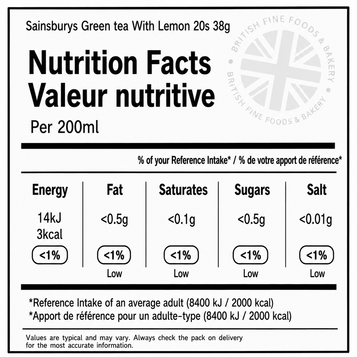Sainsbury's Green Tea With Lemon 20's 38g