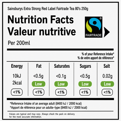 Sainsbury's Extra Strong Red Label Fairtrade Tea 80's 250g