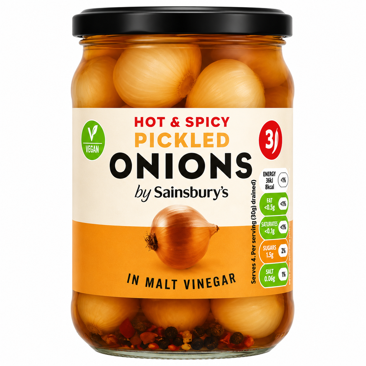 Sainsburys Hot & Spicy Traditional Onions 440g