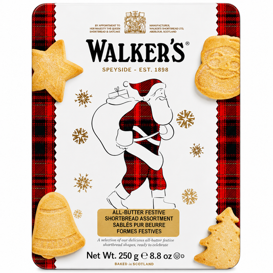 Walker's All-Butter Festive Shortbread Assortment Santa Tin 250g