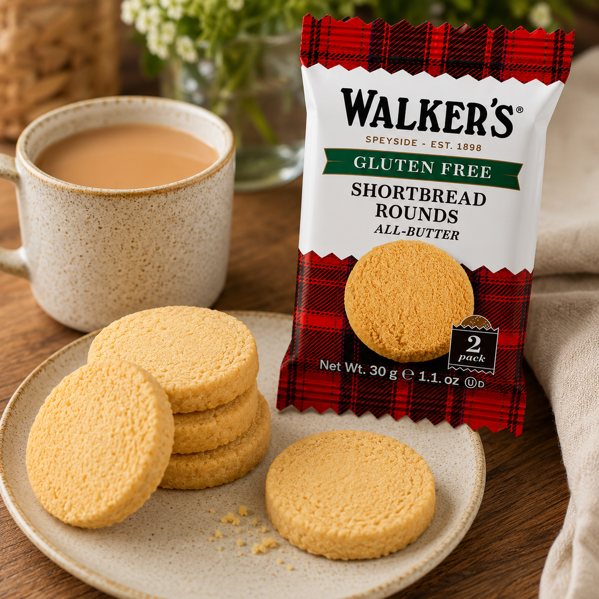 Walker's Gluten Free Shortbread Rounds 2 Pack 30g