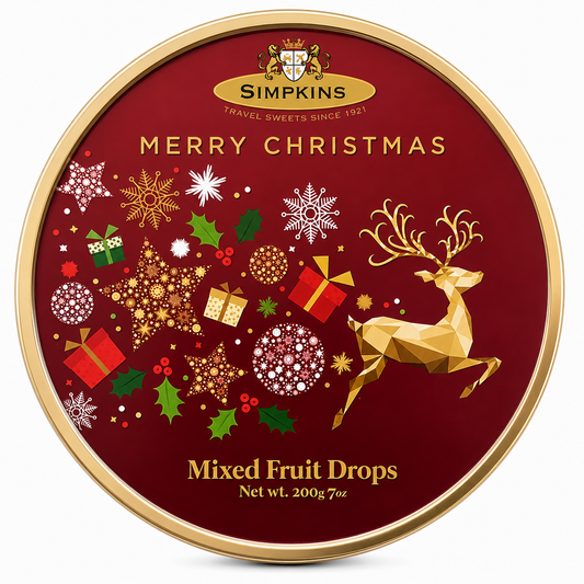 Simpkins Mixed Fruit Drops 200g - Reindeer Tin