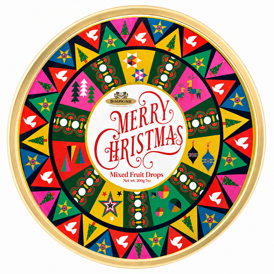 Simpkins Mixed Fruit Drops 200g - Merry Christmas Tin