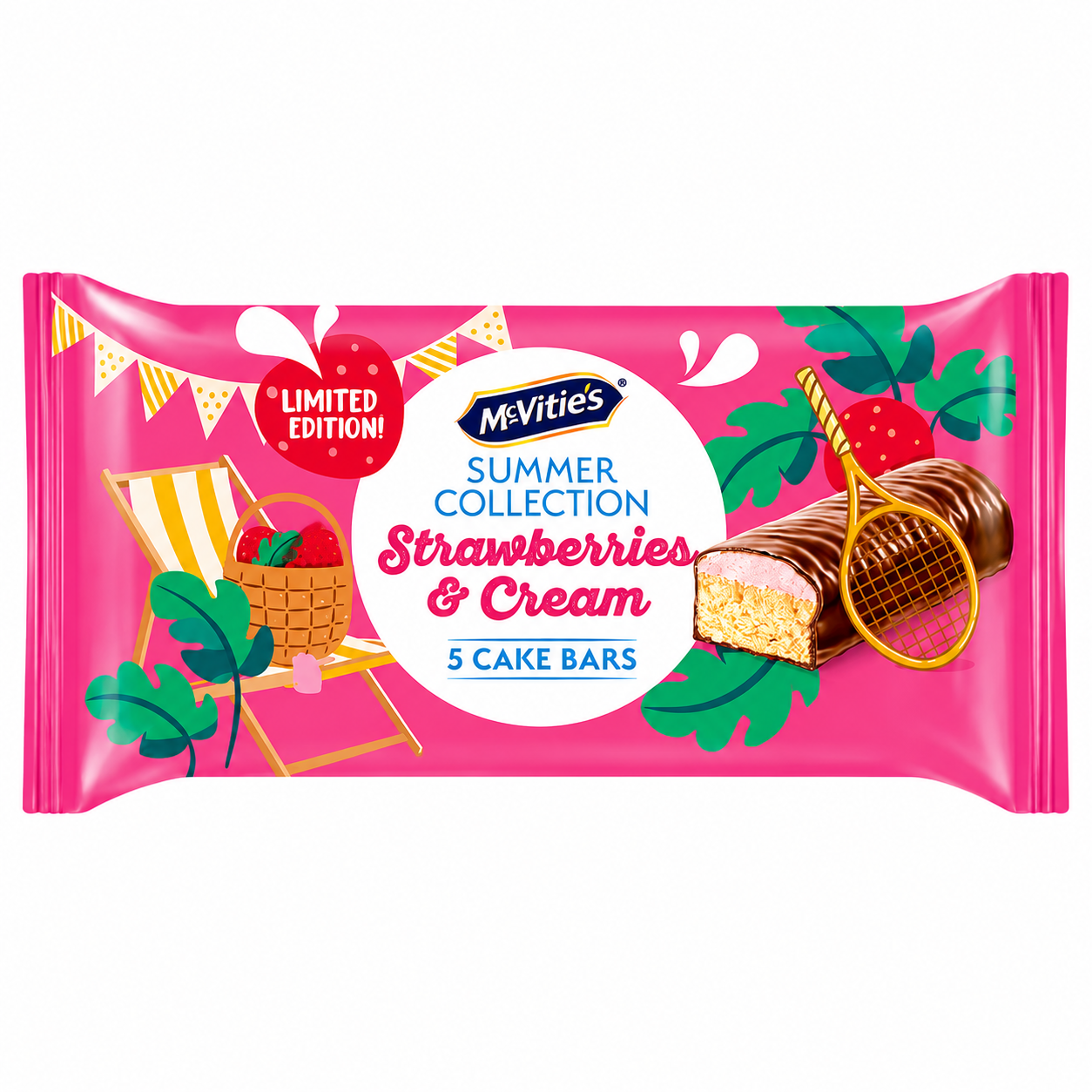McVitie's Summer Cake Bar Strawberries & Cream 5 Pack 125g