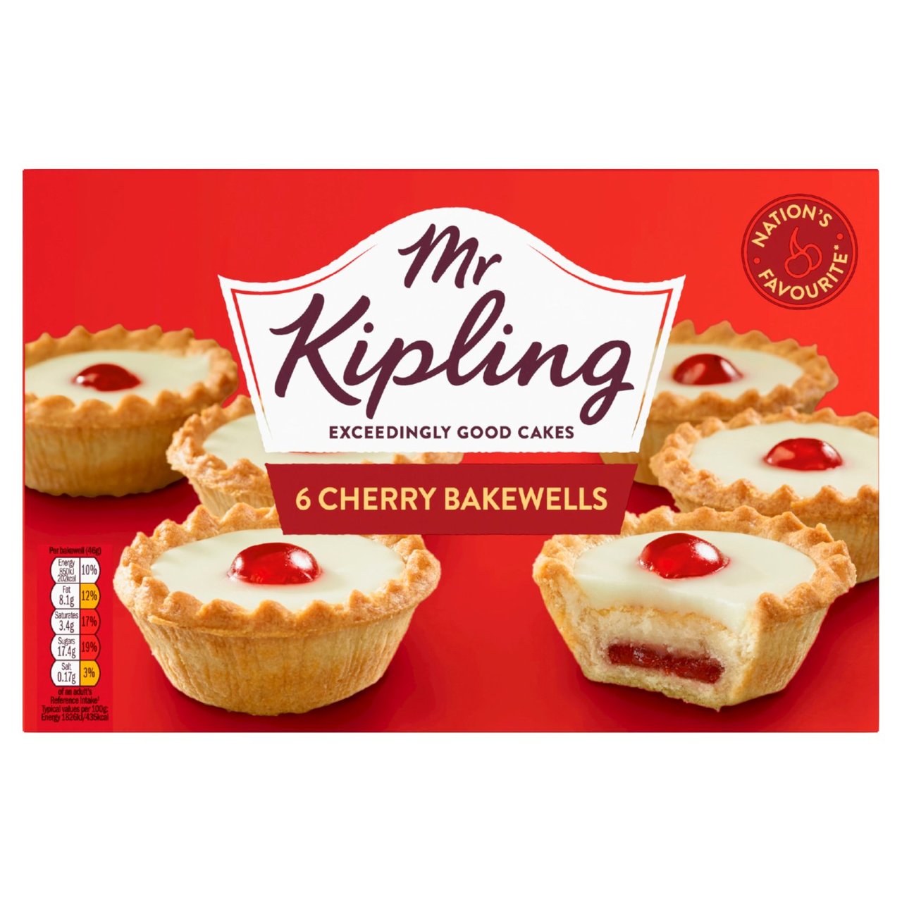 Mr Kipling Cherry Bakewells 6 Pack 276g