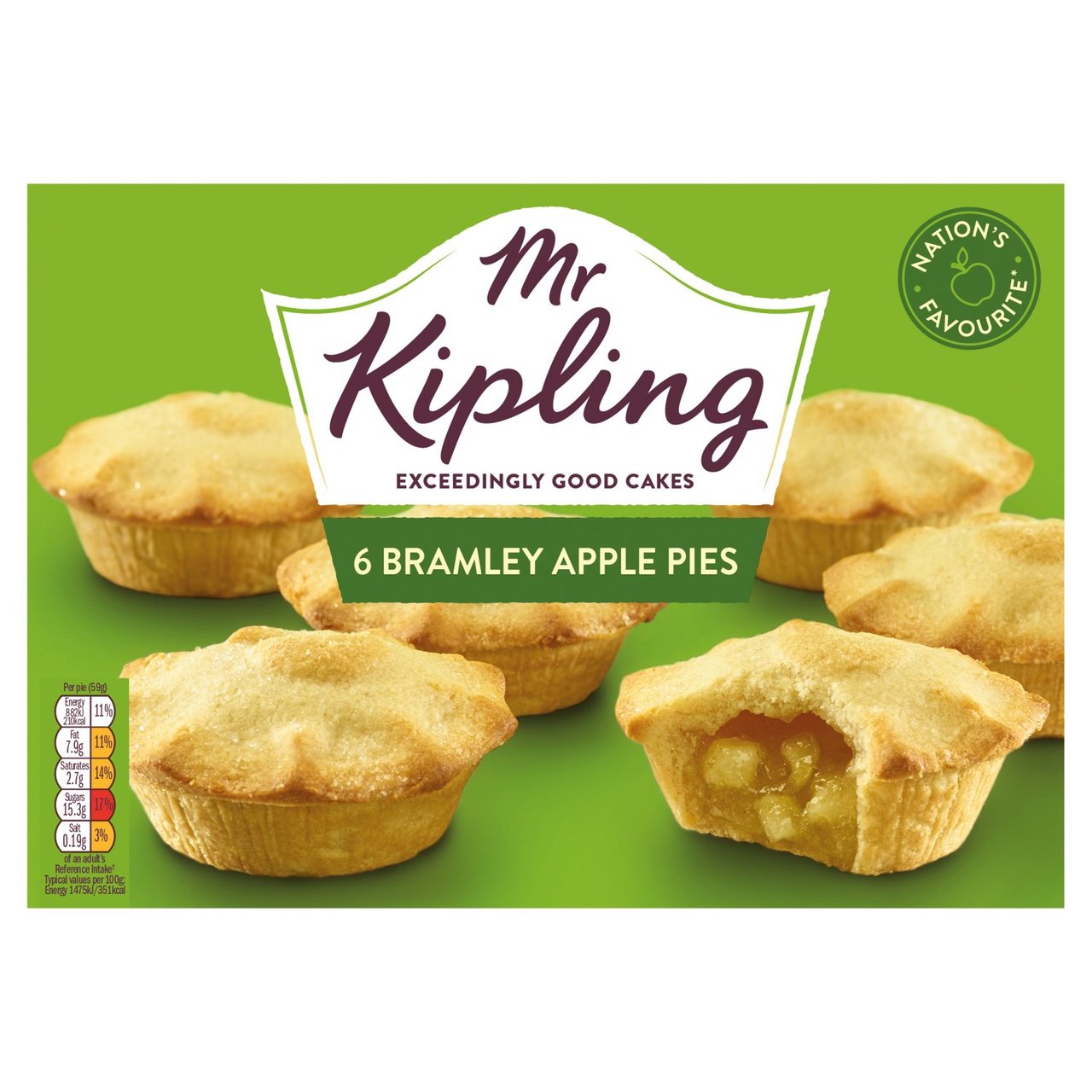 Mr Kipling Bramley Apple Pies 6 Pack 350g