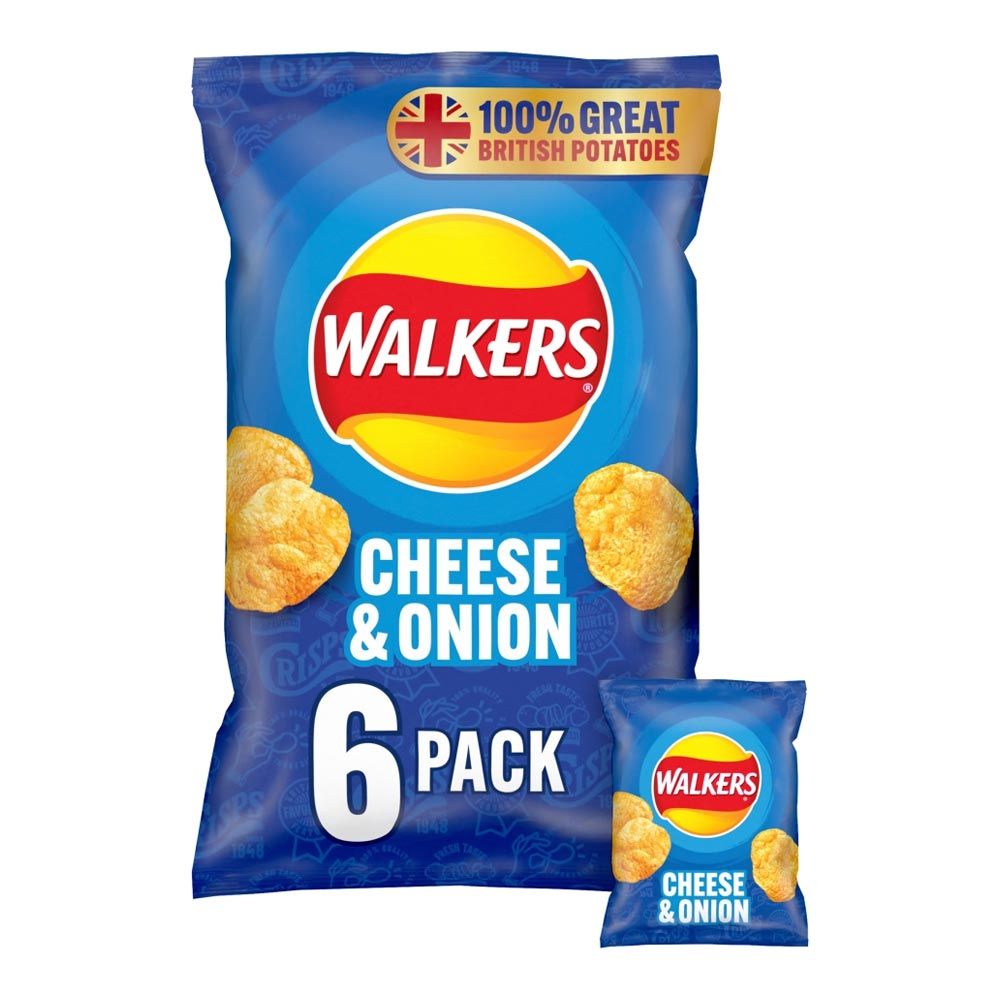 Walker's Cheese & Onion 6 Pack 150g