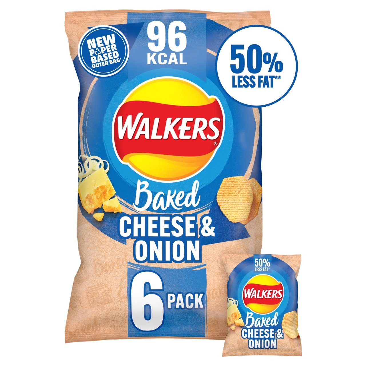 Walker's Baked Cheese & Onion 6 Pack 150g