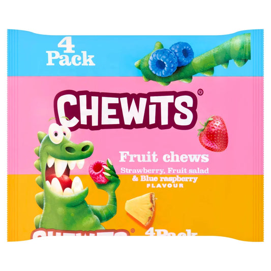 Chewits Strawberry, Fruit Salad & Blue Raspberry Flavour 4 Pack 125g