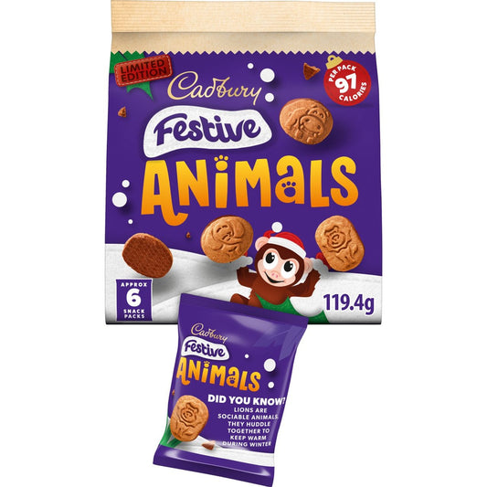 Cadbury Festive Animal Biscuits 114g