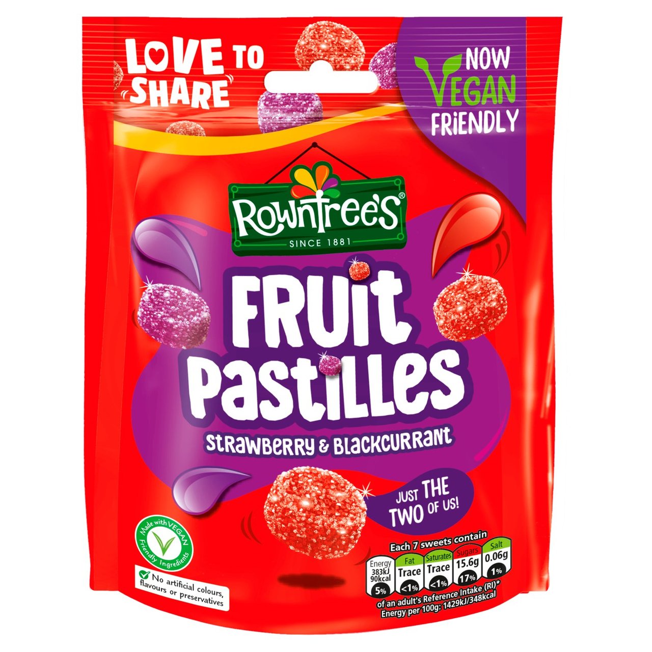 Rowntree's Fruit Pastilles Strawberry & Blackcurrant 143g