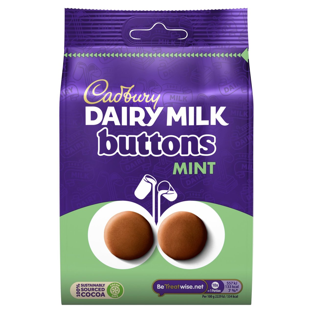 Cadbury Dairy Milk Giant Mint Buttons 95g