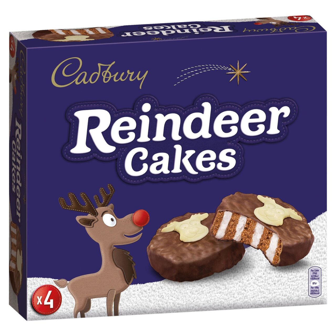 Cadbury Christmas Rudolph Cakes 4 per pack