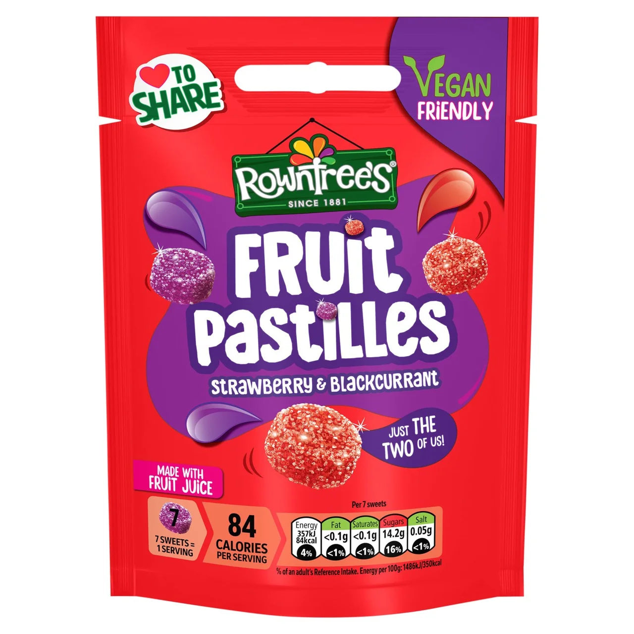 Rowntree's Fruit Pastilles Strawberry & Blackcurrant 143g